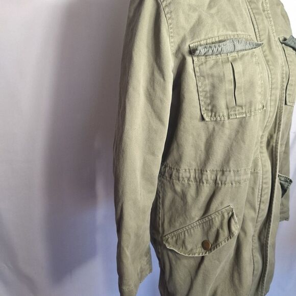 Old Navy Womens Olive Hooded Parka Utility Jacket Faux Sherpa Cotton Medium - Picture 6 of 12